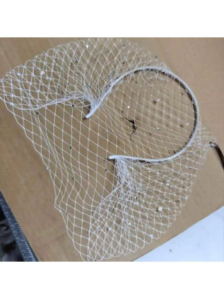 

Rhinestone Pearl Mesh Veil Headband For Women Vintage Party Wedding Accessory