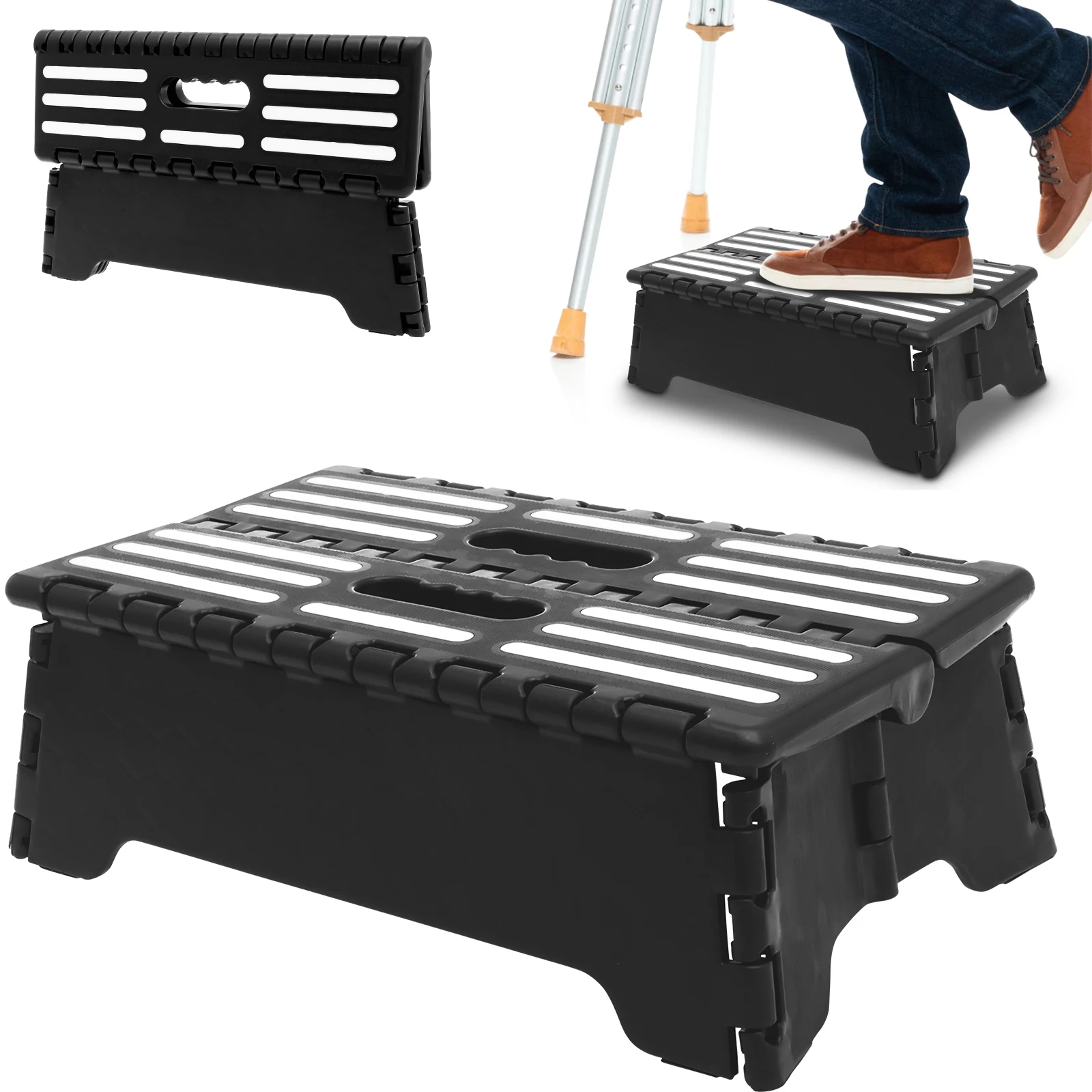 

Folding Step Stool 5 inch Plastic Nonslip Elderly Adults Foot Stool Assistive Devices for Bathroom Kitchen Garden