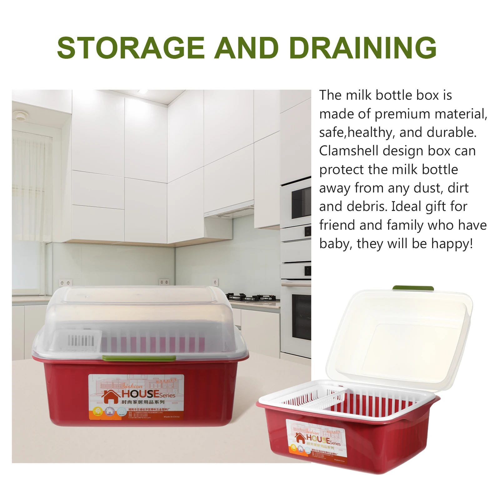 

Plastic Milk Bottle Rack 801 Small Beige Drain Box Tableware Container Baby Holder Portable Dustproof Storage Kitchen Bar