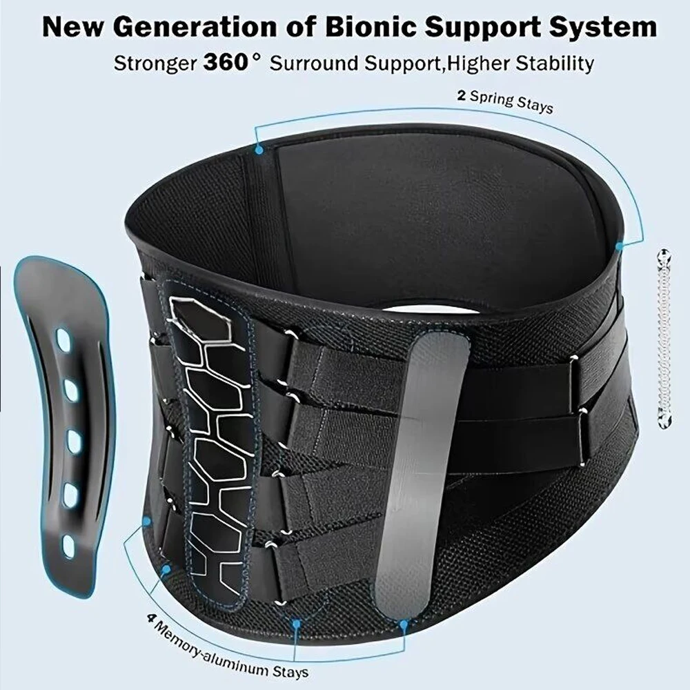 دعامة الظهر لتخفيف آلام أسفل الظهر - حزام دعم قطني مع نظام بكرة قابل للتعديل، تصميم العمود الفقري الإلكتروني - للرجال والنساء #5