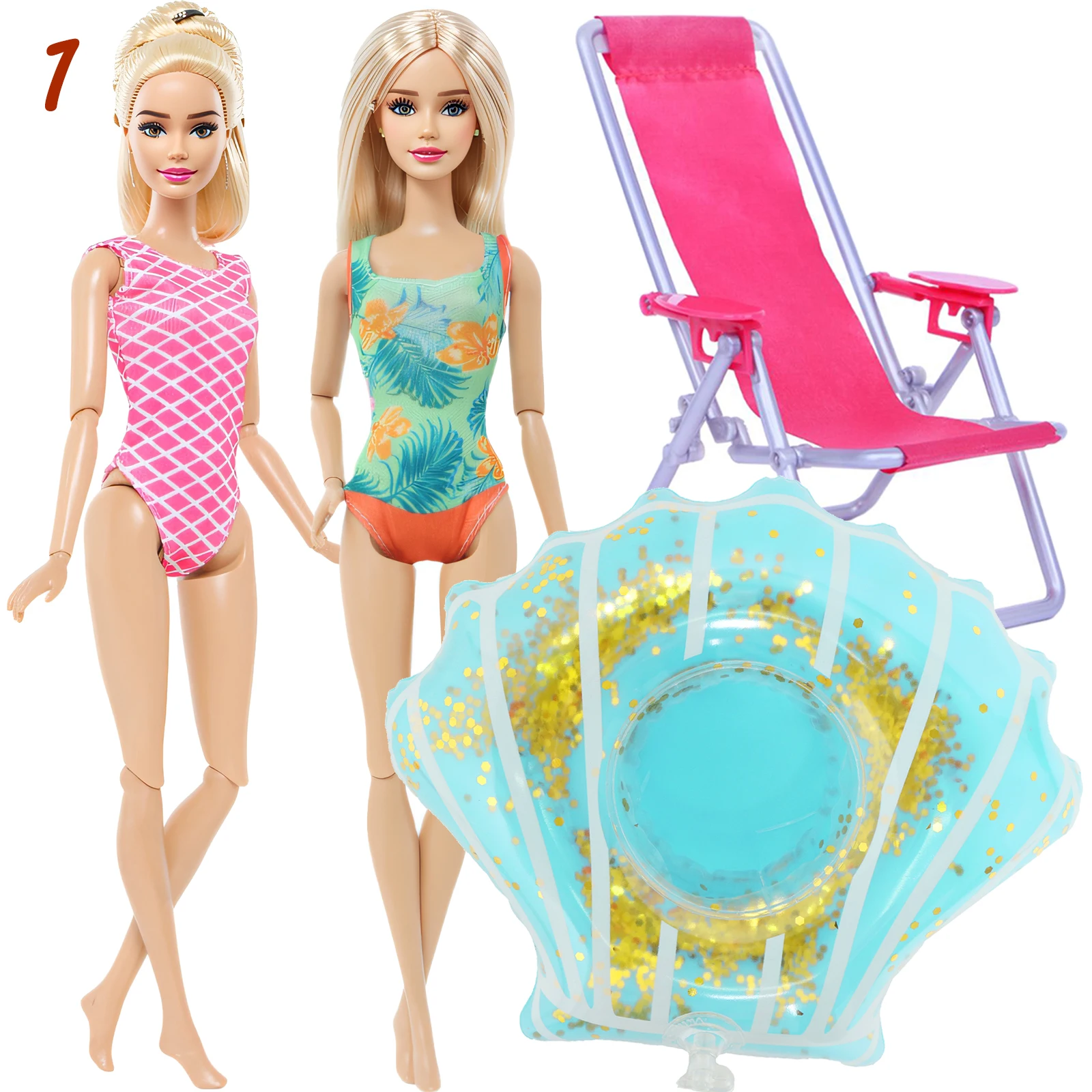 Maillot De Bain Poupée 35-45cm Set De Maillot De Bain Pour Poupée, Vêtements De Poupee D'été, Set De Bain Poupées Avec Bouée De Natation Chapeau De Soleil Sandales Pour Poupee De 18
