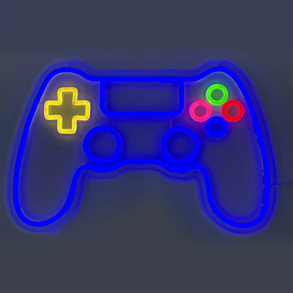 Game Controller Neon Sign Bedroom USB Gamepad Lamp Decoration Room Wall Ceiling Decor LED Night Light Gamer Gifts for Teens Boys