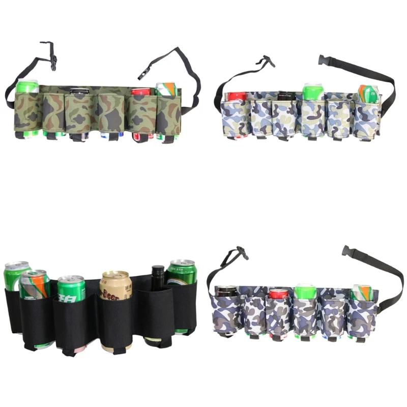 77HC Drink Holsters Belt Adjustable Waist Pack Bag Beer Belt Holsters Holds 6 Can Beer Bottles Belt Holder Women Man