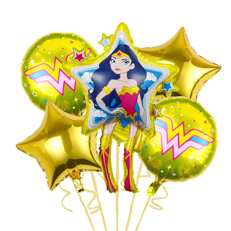 Superhero Theme Kid Birthday Balloon Party Decoration Wonders Woman Banner Cake Card Set Baby Shower Globos Party Event Supplies