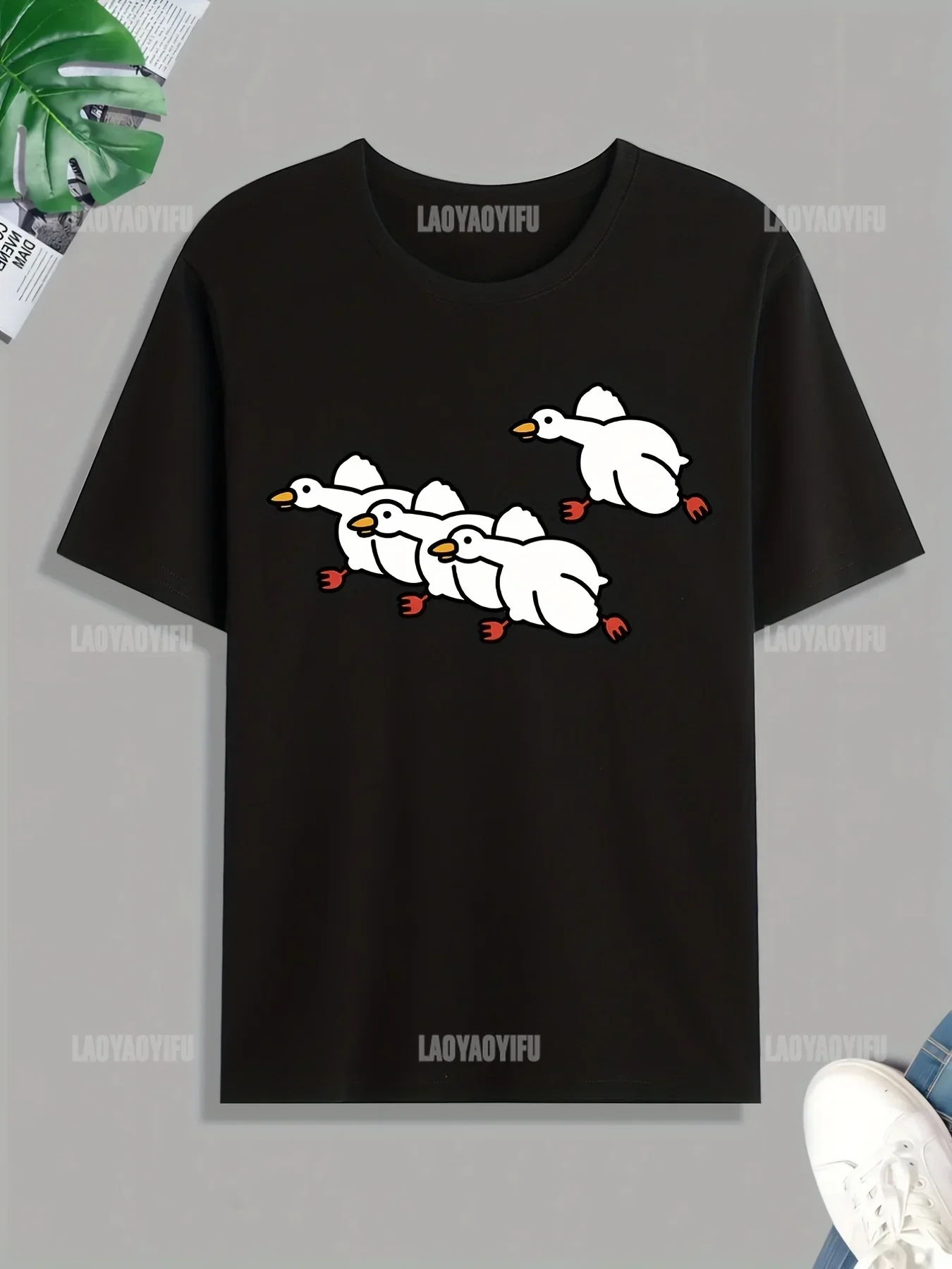 ห่านตลกพิมพ์Teeเสื้อTeeสําหรับชายลําลองแขนสั้นผ้าฝ้ายเสื้อยืดสําหรับฤดูร้อนฤดูใบไม้ผลิฤดูใบไม้ร่วงTopsเป็นของขวัญ