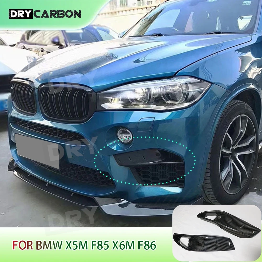 

Dry Carbon Fiber Front Foglamp Grill Eyelids Trim Car Styling Body Trim Air Vent Frame For BMW X5M F85 X6M F86 2015-2019