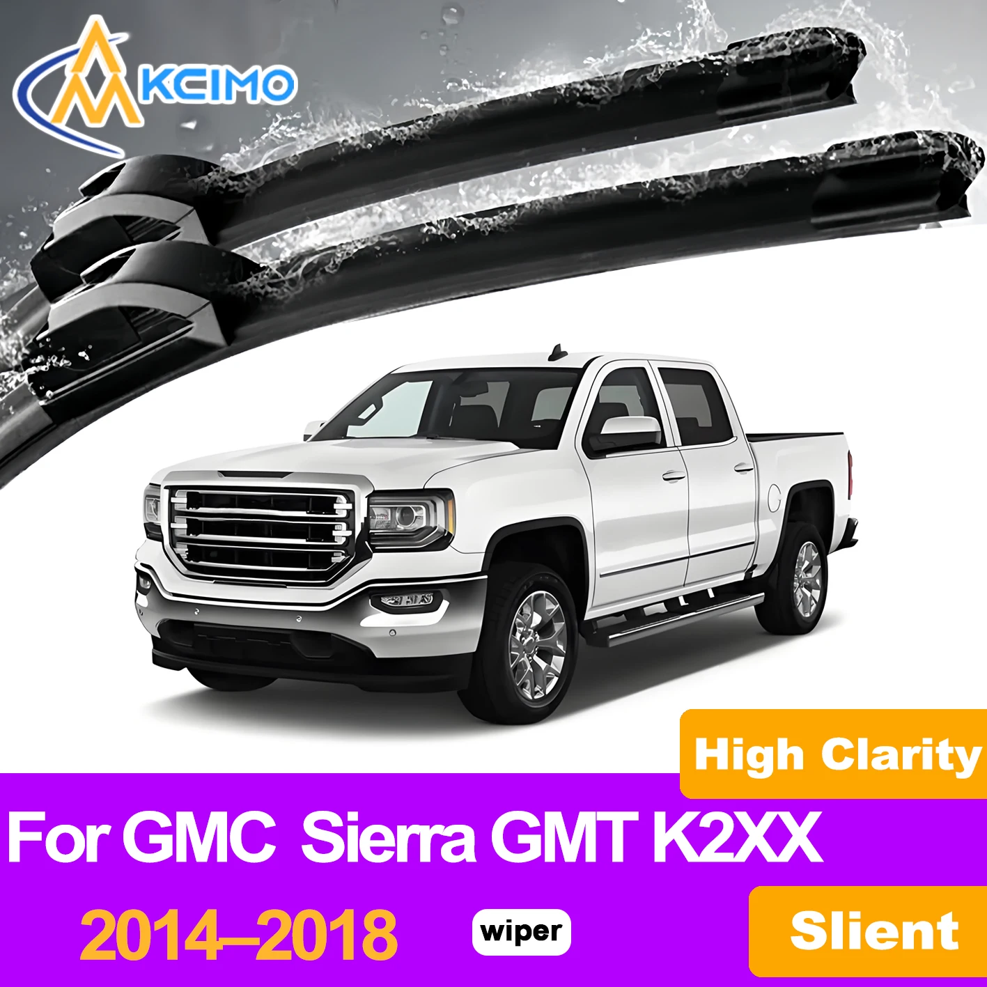 

KCIMO 2PCS Front Windshield Wiper Blades For GMC Sierra GMT K2XX 2014–2018, Whisper-Quiet Wiping for a Peaceful Drive