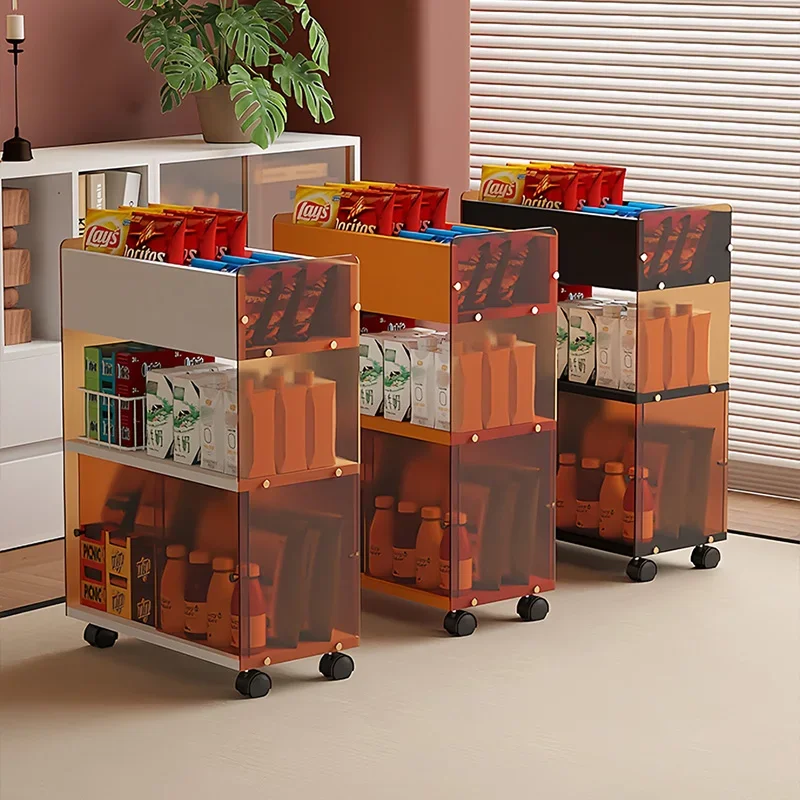 

Mobile bookshelf trolley Snack storage Multi-layer drawer