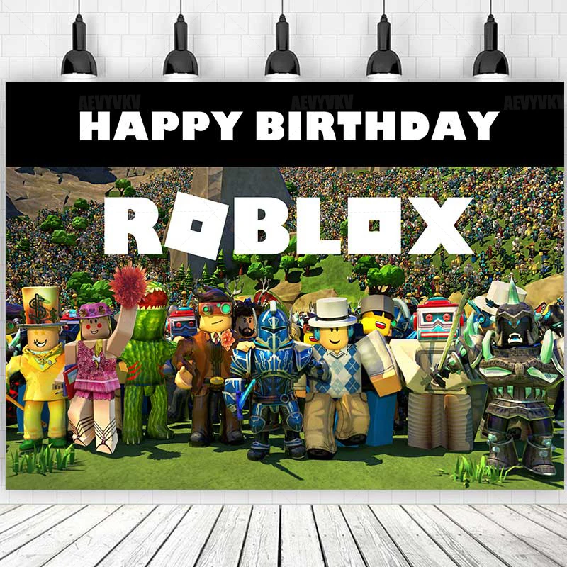 R-Roblox حفلة عيد ميلاد خلفية كابينة تصوير خلفية راية أطفال الأطفال استحمام الطفل ديكور مخصص التصوير استوديو الدعائم #4