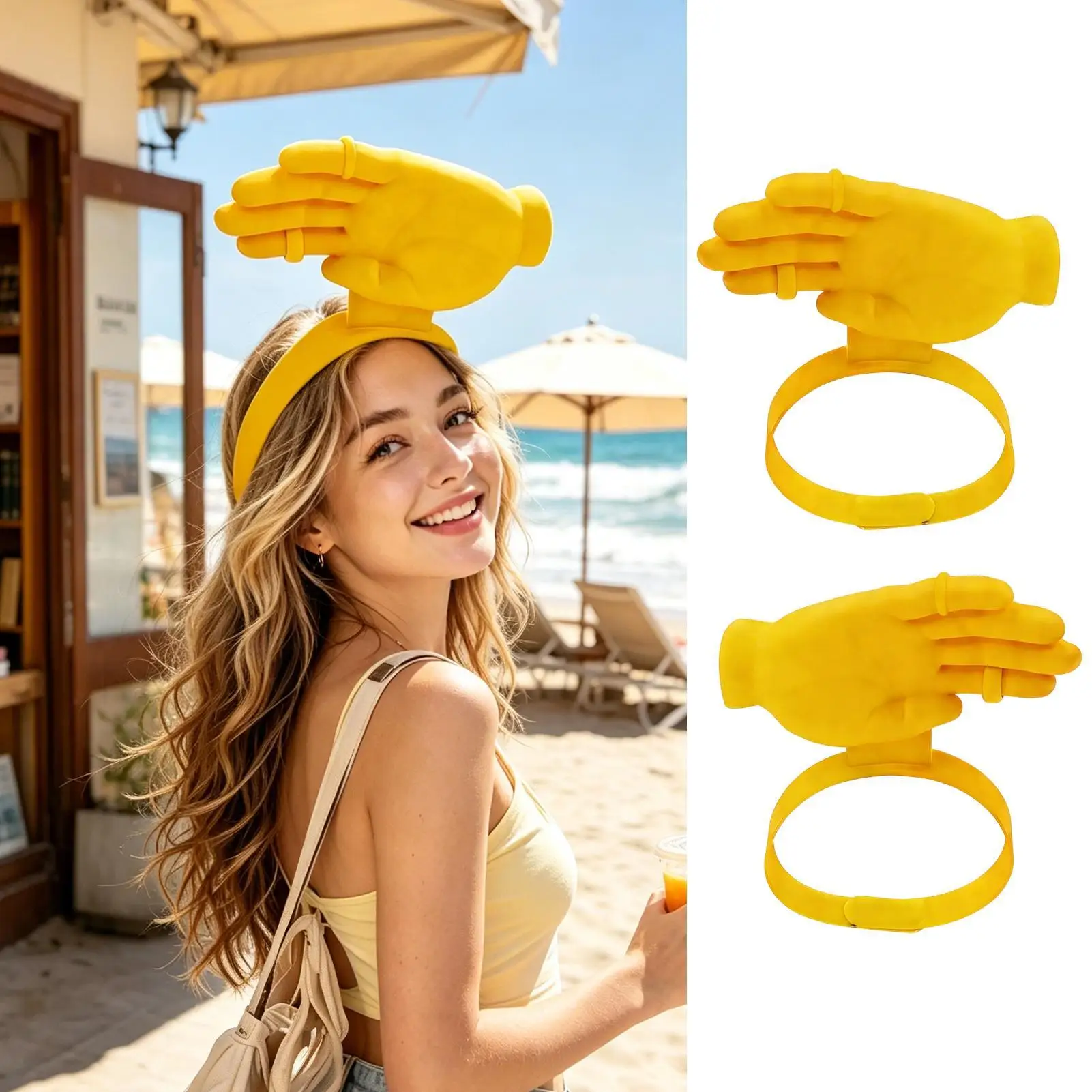 Hand Shape Sun Visor Caps Handheld Sunshade With Headband Portable Sun Hat For Beach Fishing Climbing Boating Hiking