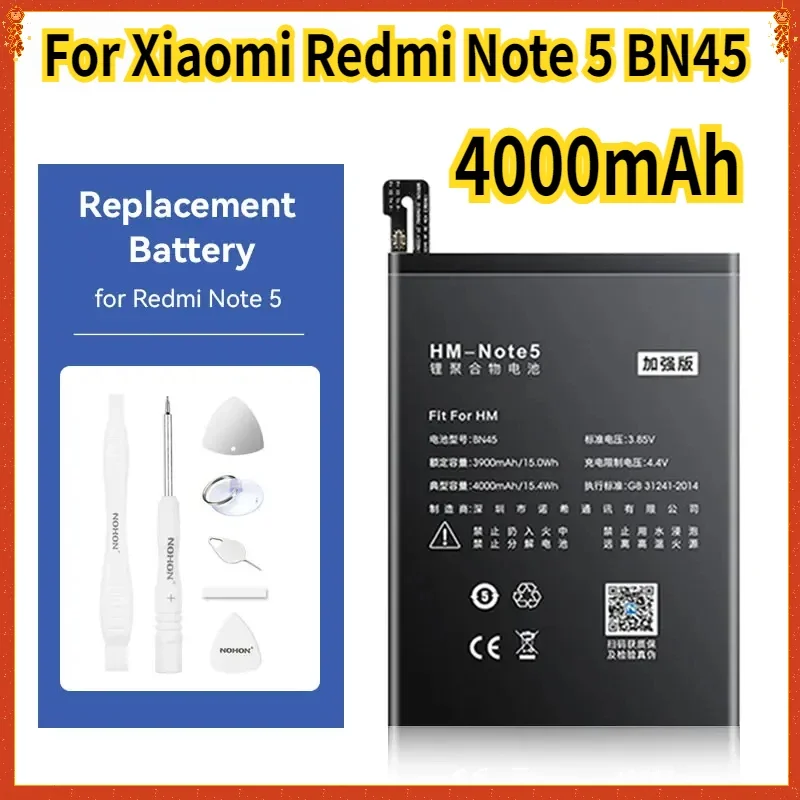 

4000mAh Battery Replacement for Xiaomi Redmi Note 5 BN45 Battery Replacement for Redmi Note 5 Note5 Bateria with Free Tools