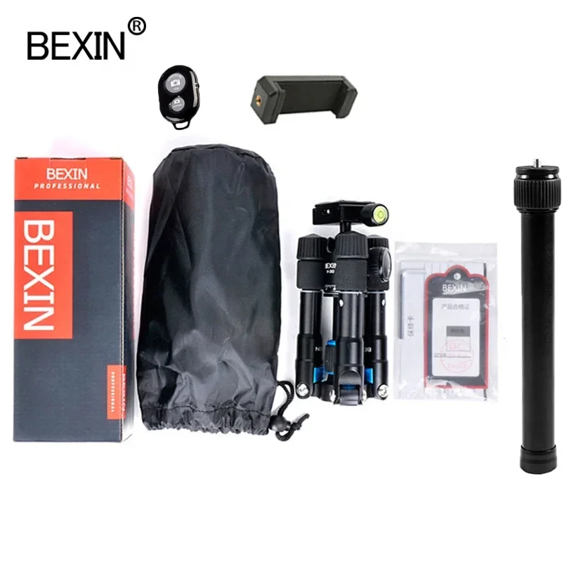 BEXIN Portable Tripode phone Travel Stand Tabletop Video Mini Tripod with Bluetooth remote control 360°Ball Head for camera DSLR