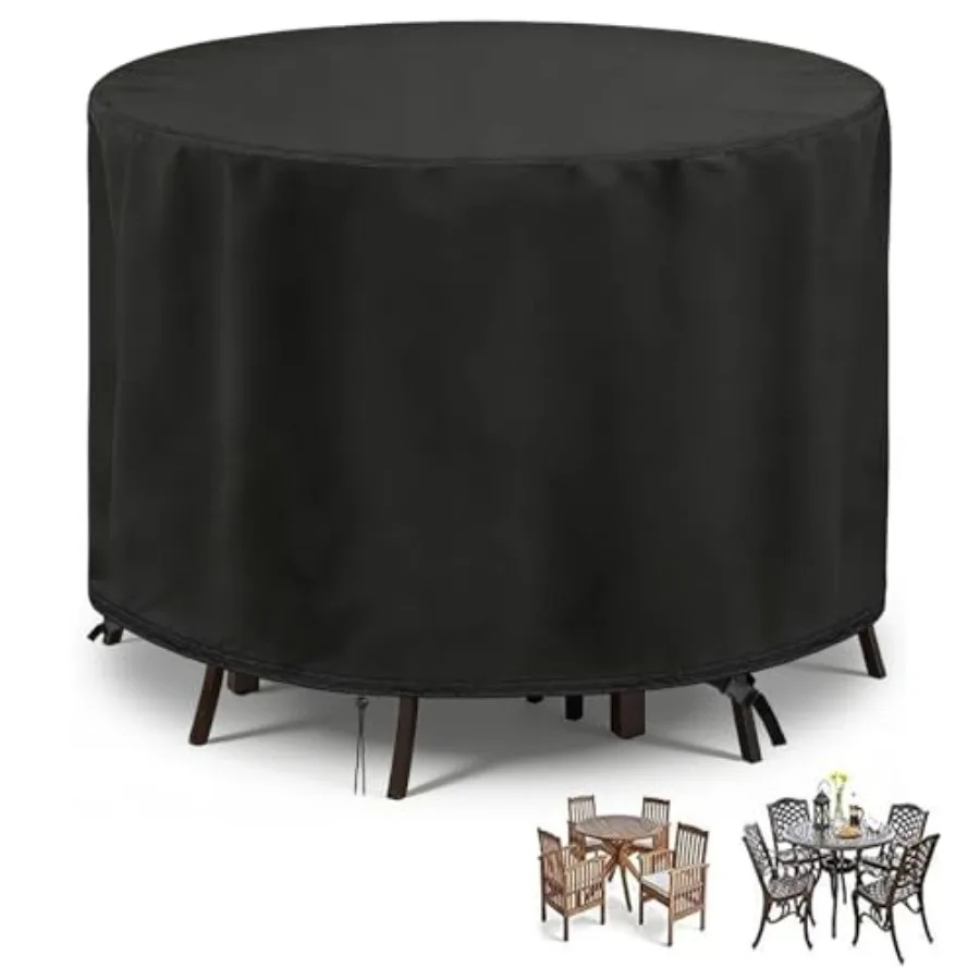 

Patio Furniture Set Cover Round Bar Height Table and Chair Cover 90inch Waterproof Outdoor Tall High Table Cover for Round Furn