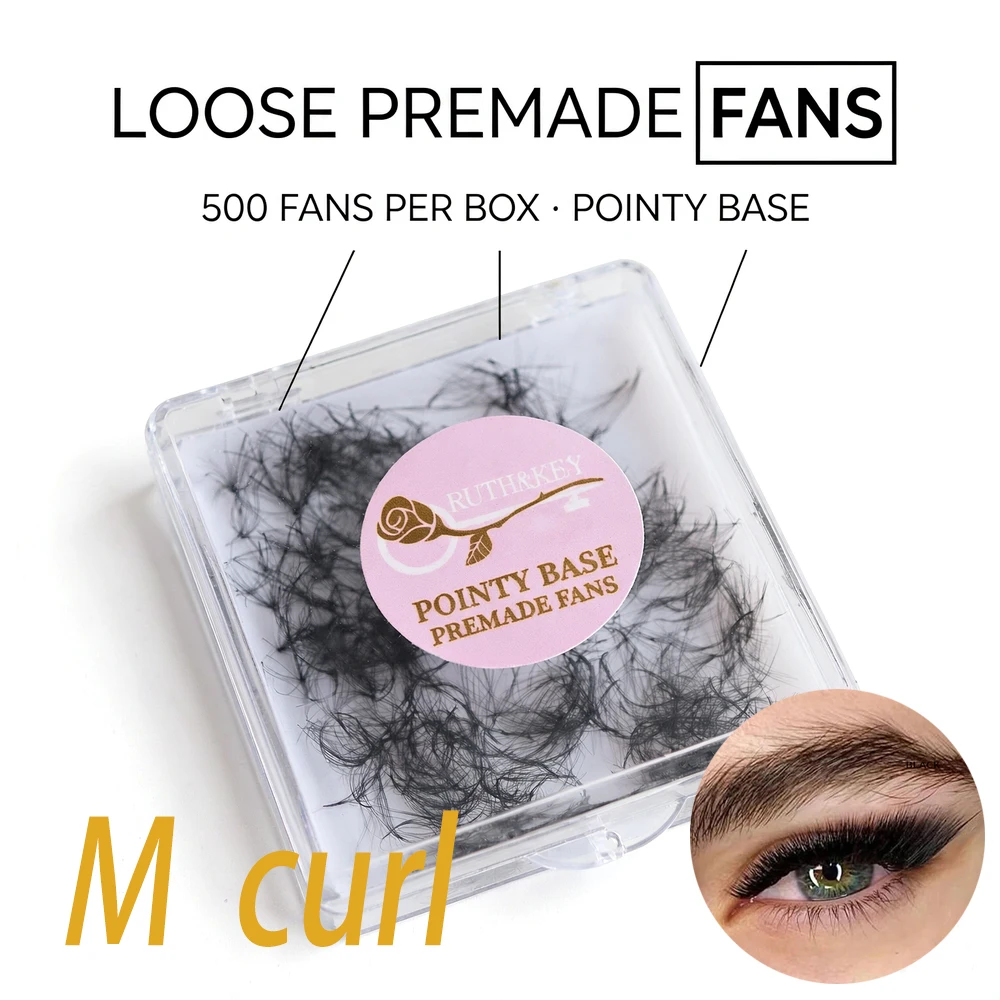 Ruthkey 7mm Premade Loose  M Lash 500 Fans Promade Volume Soft Handmade 10D 6D Professional Pointy Base False Eyelash Extension