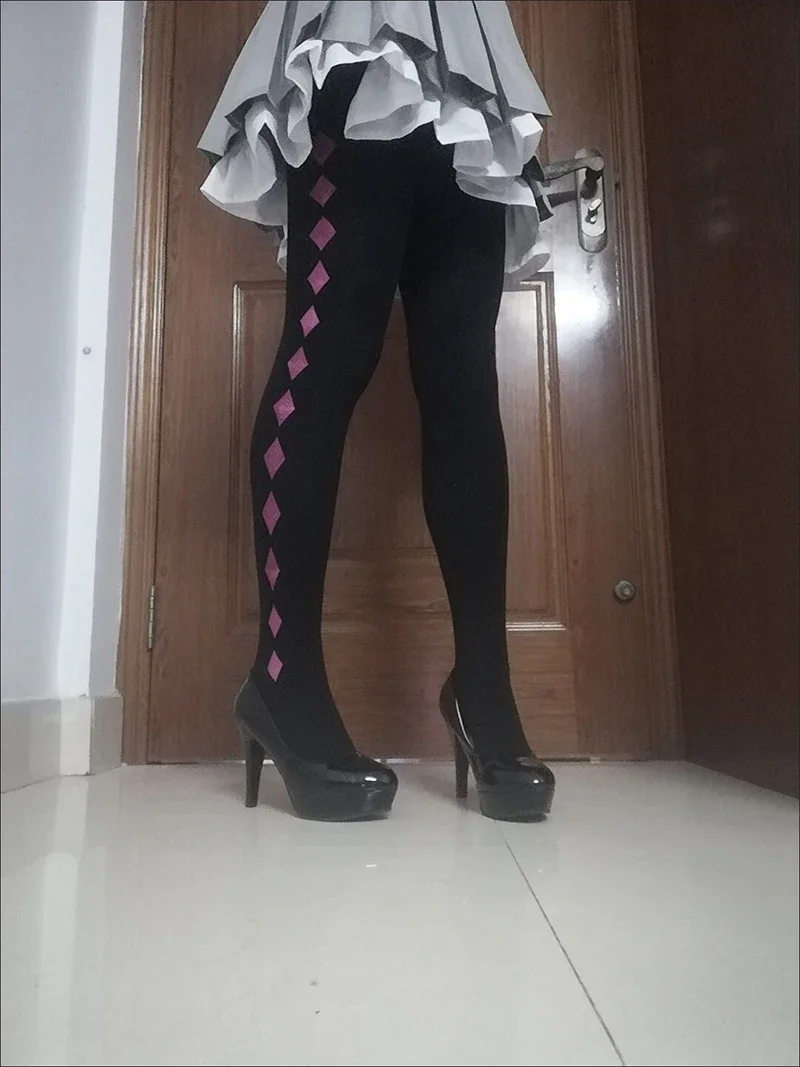 2025 Halloween Anime Puella Magi Madoka Magica Cosplay Akemi Homura Costume collants noir violet femmes JK bas filles