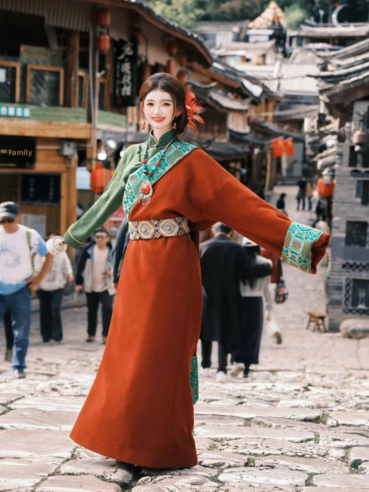 

Новый стиль: тибетский костюм для танцев, фотосессий и путешествий, этническая тибетская одежда, модная традиционная женская одежда