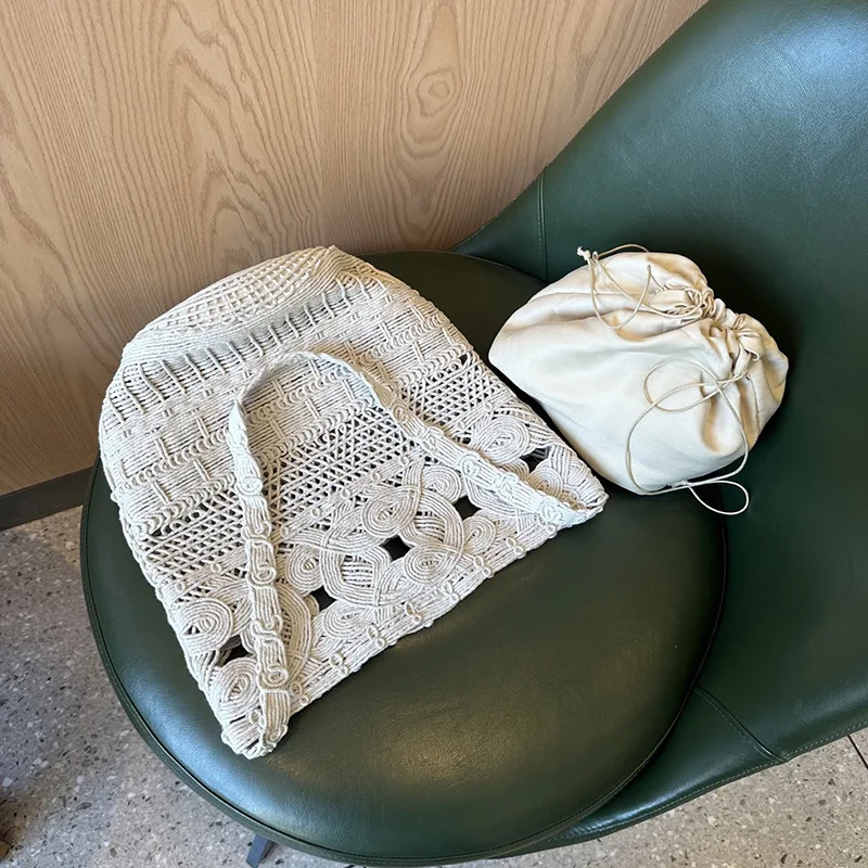 New style weaving hollow tote bag seaside vacation beach bag 2026 new trendy fashion retro large capacity Bucket shoulder bag