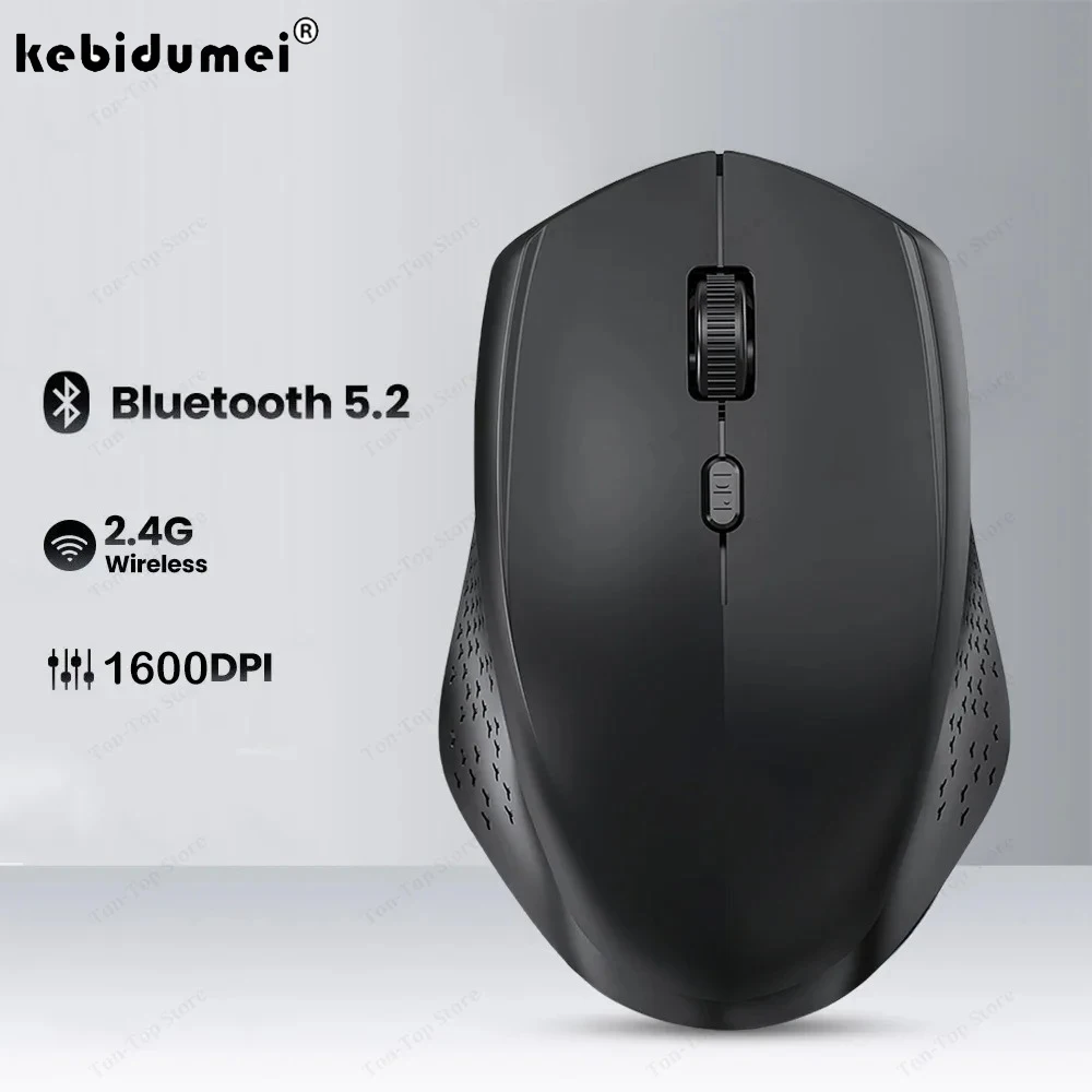 

Мышь Kebidumei Bluetooth 5,2, беспроводная мышь 2,4G, бесшумная мышь с двумя режимами работы, перезаряжаемая игровая мышь, 1600 точек на дюйм, для портативных компьютеров
