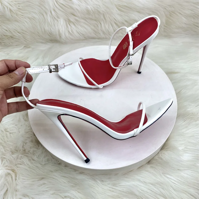 Keshangjia Female Sandal Strappy Heels Comfort Shoes for Women Open Toe Large Size Girls  Black Stiletto Peep Fashion Sexy High