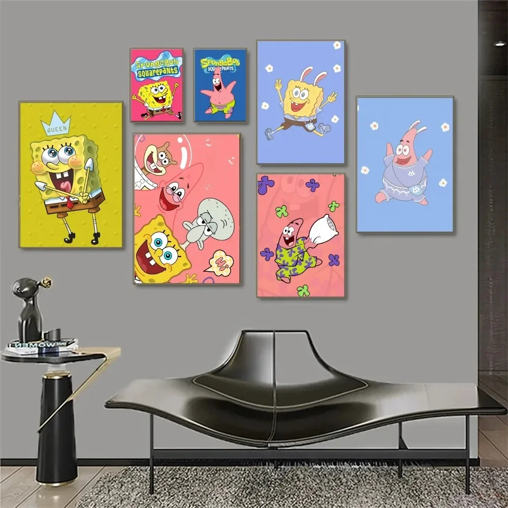 1pc SpongeBob SquarePants Poster Paper Print Home Bedroom Entrance Bar Cafe Art Painting Decoration