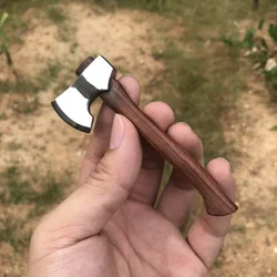 Stainless Steel Mini Axe Wood Handle Fixed Blade Knife EDC Outdoor Camping Utility Pocket Knives Hand Tools For Survival