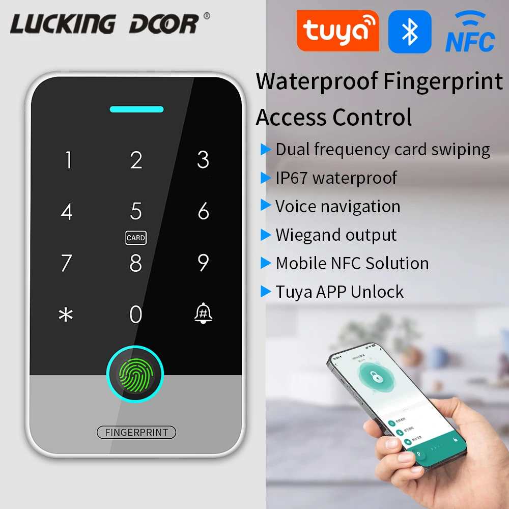 IP67 Tuya App RFID 125K 13.56mhz NFC Fingerprint Bluetooth Gate Door Opener work with Tuya BLE Gateway + Access Control Keypad