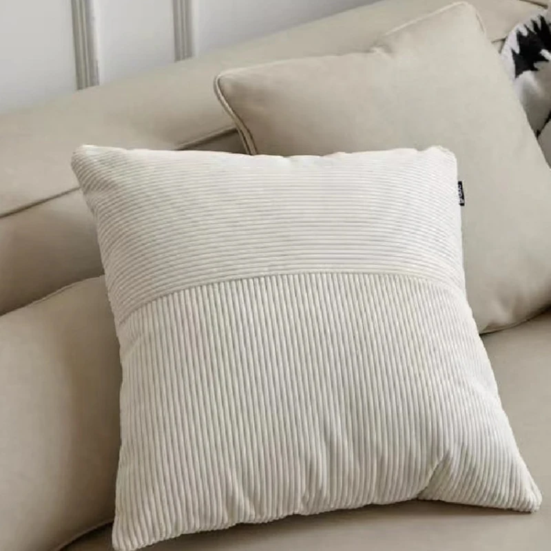 

65X65CM Corduroy Pillow Case Yellow White Stripes Patchwork Pillow Covers Decorative Nordic Modern Simplicity Cushion Cover Home
