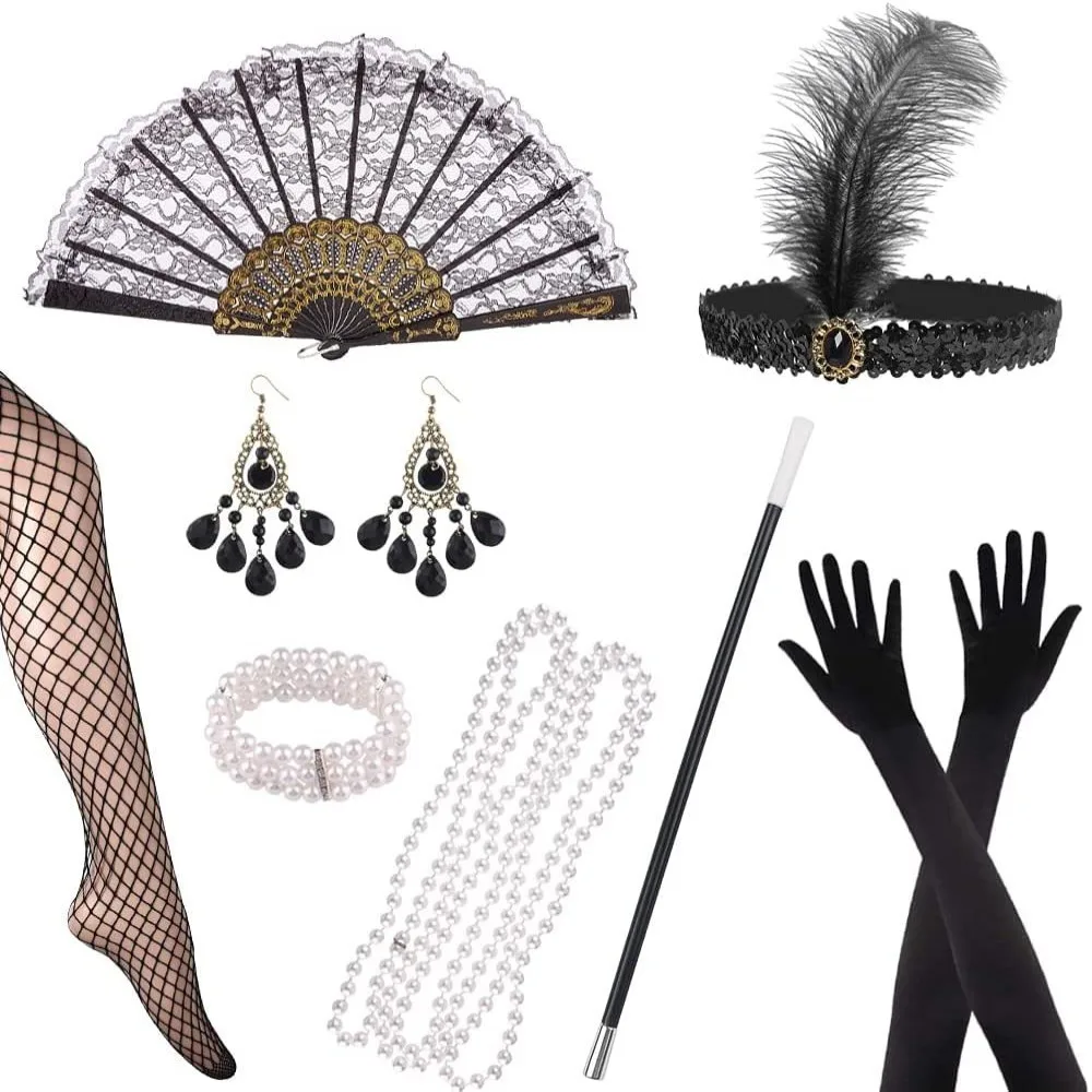 1920 accessori per capelli Cosplay Vintage Charleston Costume Gatsby Party Feather Headpiece Hair Band Flapper Hair Feather Headband