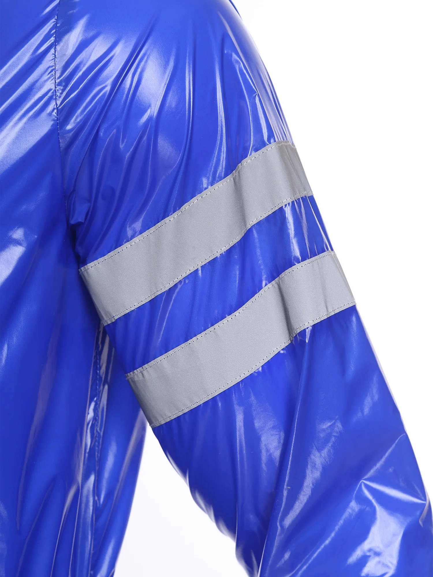 الرجال مقاوم للماء مقنعين المآزر معطف واق من المطر وضوح عالية شرائط عاكسة مرونة الخصر سستة لامعة بذلة ورشة عمل موحدة