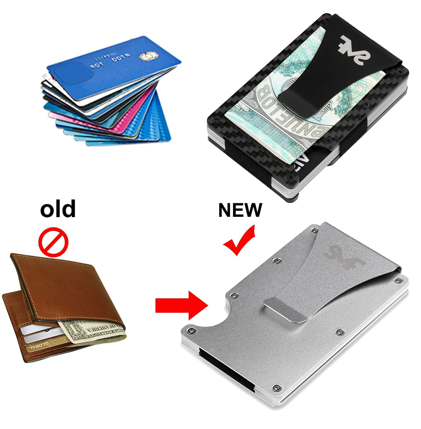 Porte-cartes en Fiber de carbone pour hommes, portefeuille de styliste en Aluminium, porte-cartes de crédit en métal minimaliste Rfid