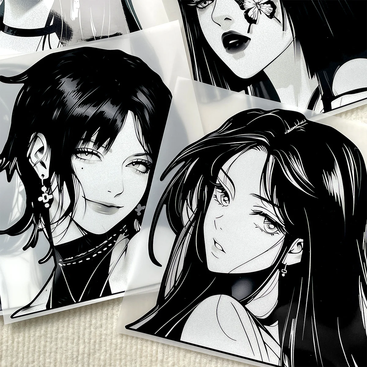 1Pc 2D Flat Anime Girl Waterproof Vinyl Sticker, Decal for Car Window Motorcycle Helmet Decor