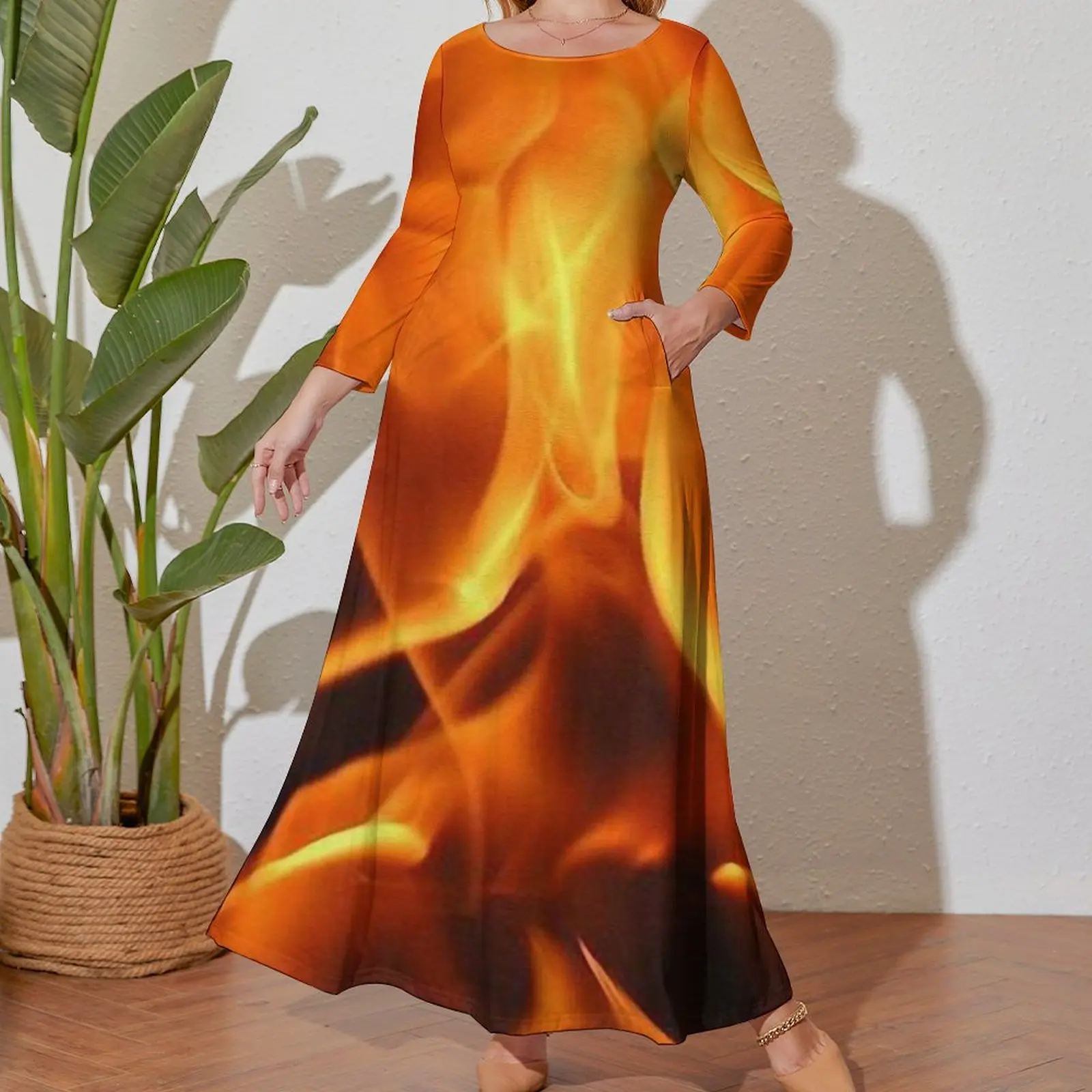 Fire Long Sleeved Dress sexy dress for women Women's long dress