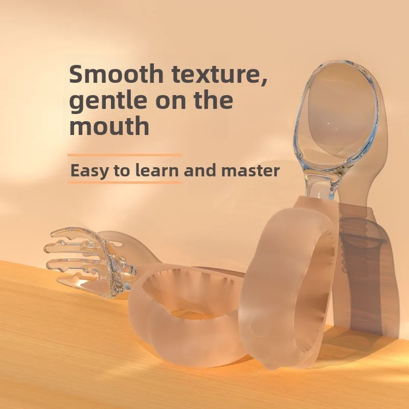 

Baby Spoon PPSU Food-Grade Silicone Bent Short-Handle Fork Spoon Develops Infant Grasping Skills Easy-Clean Weaning Spoon