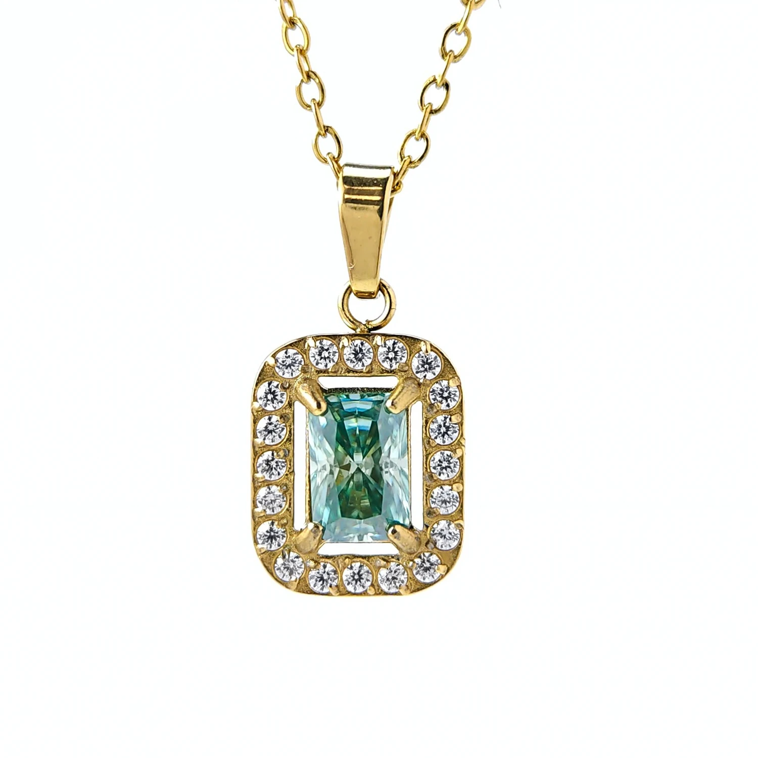 

1 шт. прямоугольный кулон с сине-зеленым муассанитом 0,8 карата, ожерелье для женщин и мужчин, ювелирные изделия, подарки на свадьбу, день рождения, вечеринку.