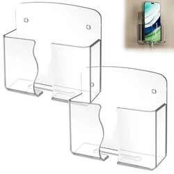 Wall-Mounted Cell Phone Charging Holder Transparent Non-Drilling Air Conditioning Remote Control Charging Hole Universal Bracket