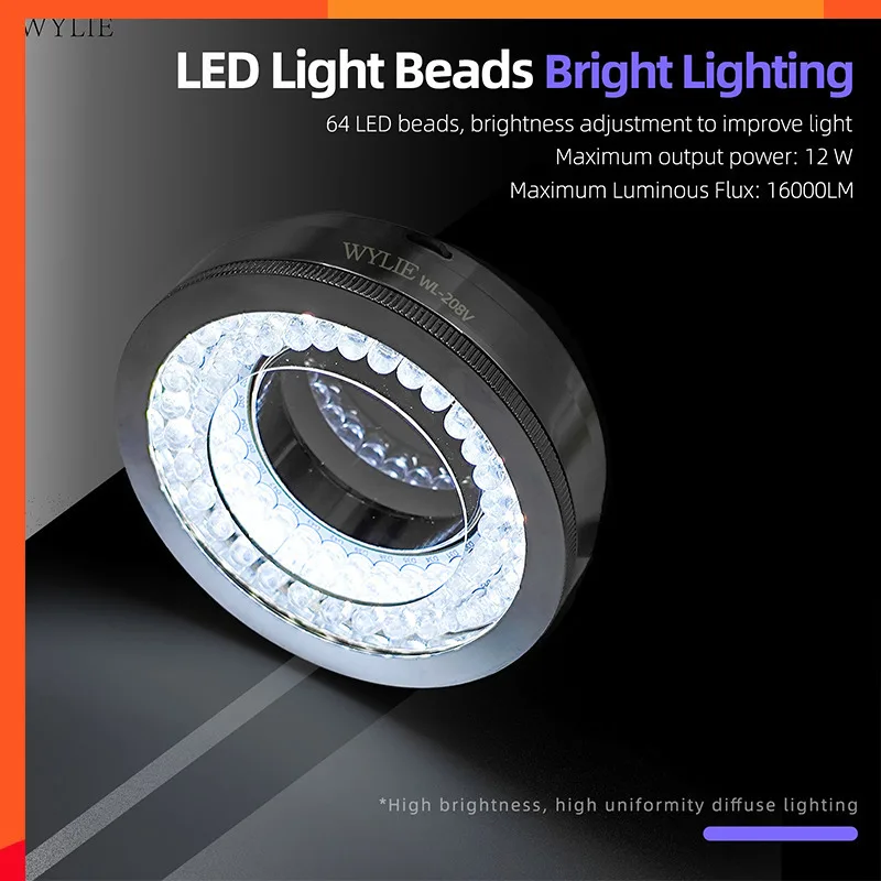 

Регулируемый поляризованный кольцевой светильник для стереомикроскопов, 64 светодиодных бусины, яркость 16000 лм, 48 мм, совместимость с снижением бликов ​