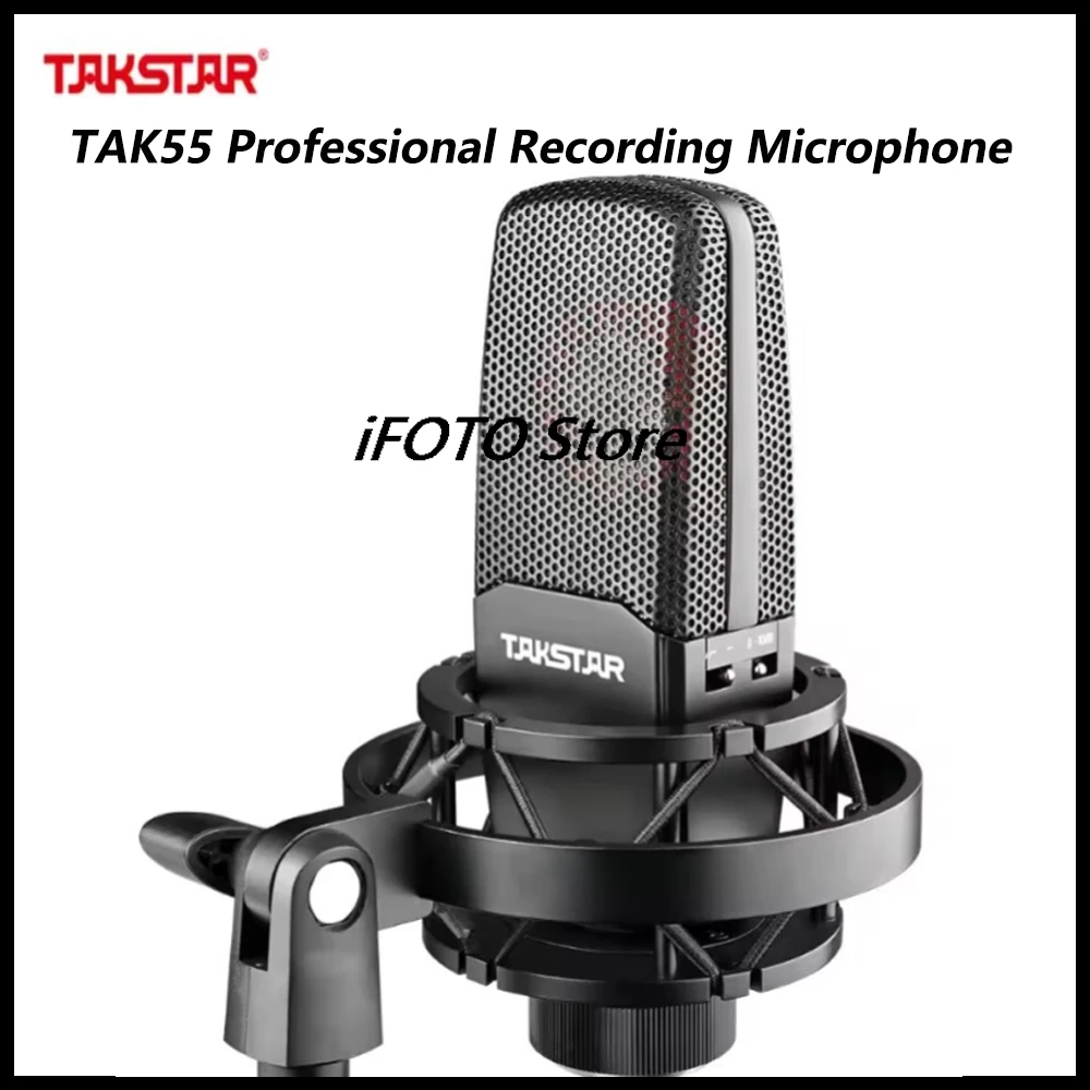 Takstar TAK55 Professional Recording Microphone with Shock Mount and Pop Filter For Podcasting Vocal Recording Radio Studio