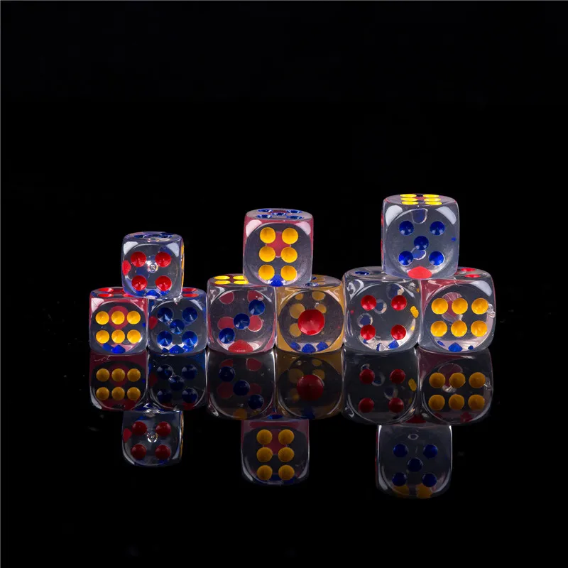 12/14/16/20/25/30MM crystal transparent dice color screen transparent acrylic dice bar ktv dice game dice