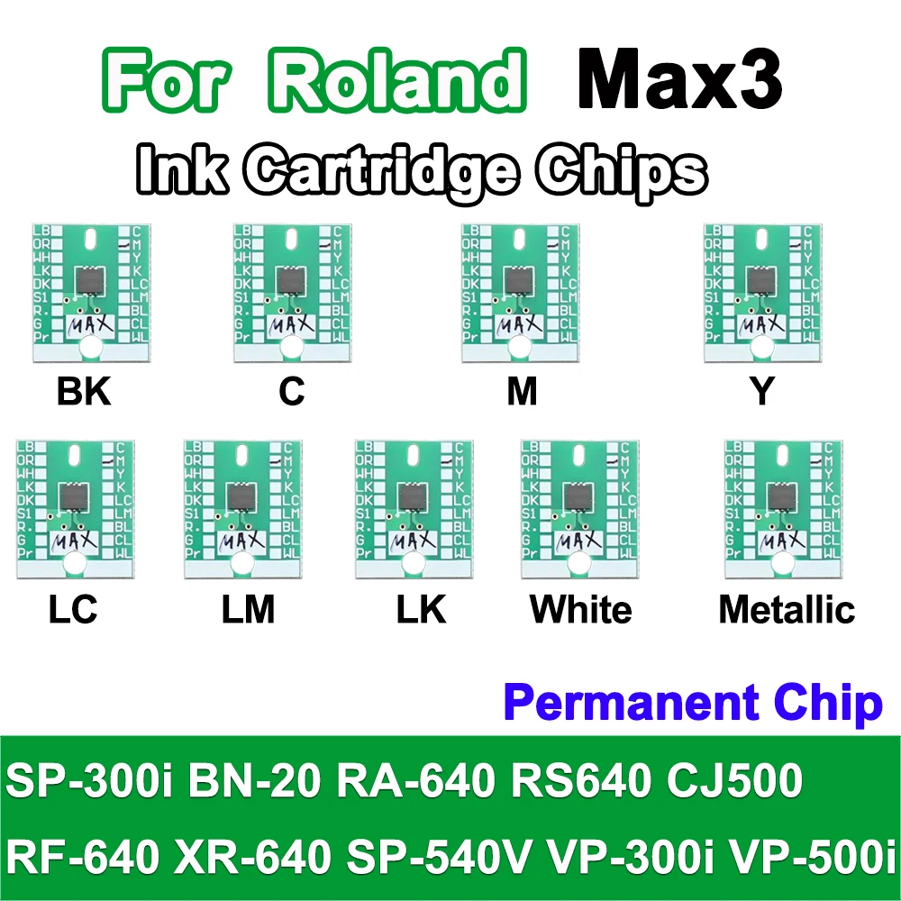 Newest Max3 Permanent Chip For Roland SP-300i BN-20 RA-640 RS640 CJ500 RF-640 XR-640 SP-540V VP-300i VP-500i Ink cartridge Chip