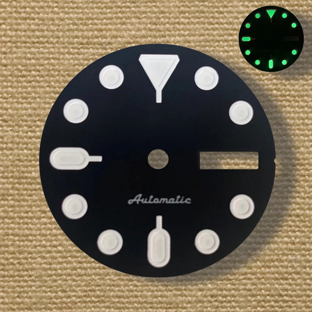 28,5 мм высококачественный циферблат SKX007 SS с логотипом NH36, подходит для механизма NH36, зеленый ночник, аксессуары для часов NH35, обслуживание часов