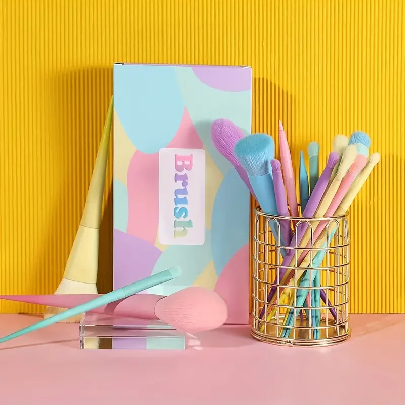 17 Color Multi-Color Makeup Brushes Macaron Color Brushes Eyeshadow Foundation Makeup Brush Set Colorful Makeup Tools Full Set