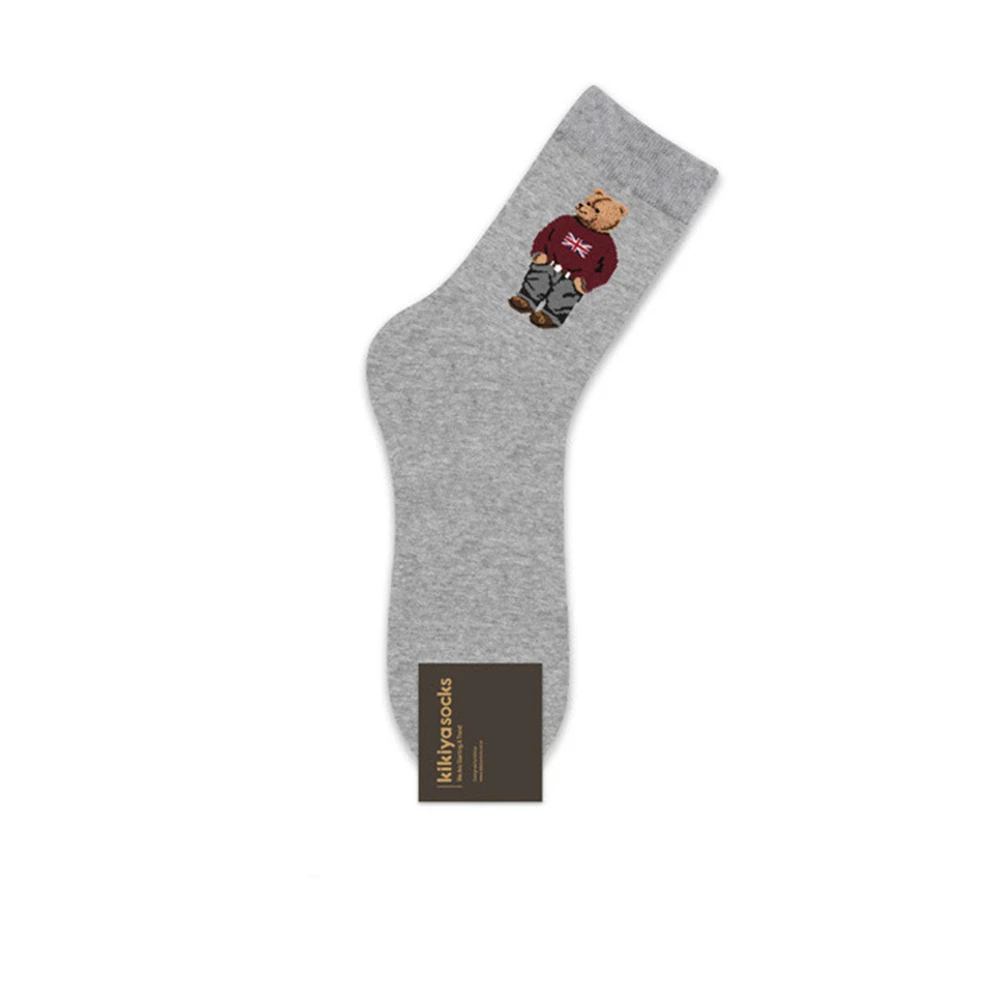 New Cartoon Gentleman Bear Men\'s Socks Cotton Harajuku Style Sport Boys Skateboard Novelty Breathable  Christmas Gift wholesale
