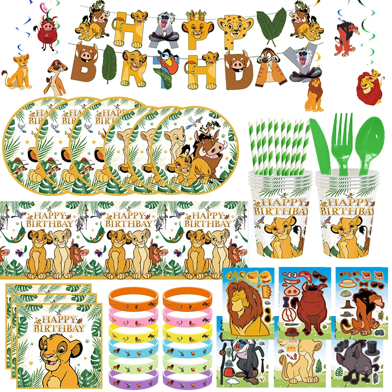 Disney Lion King Birthday Decoration Paper Cups Plates Tableware Set Tablecloth Backdrop Simba Balloons Baby Kids Party Supplies