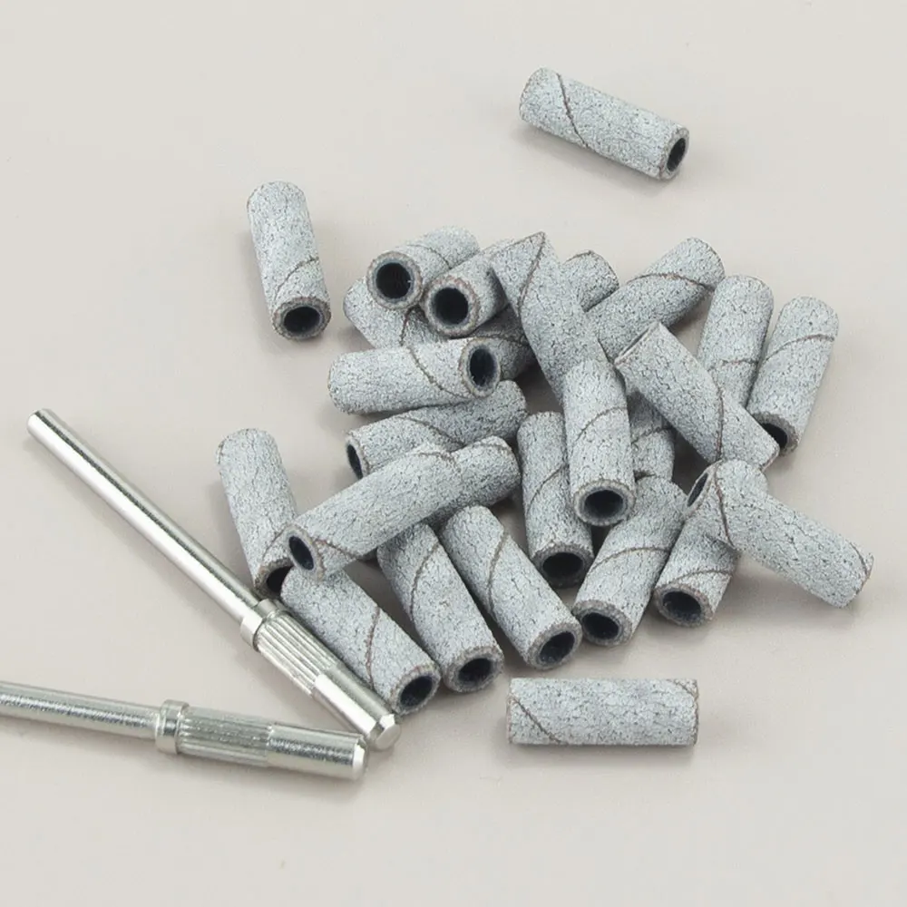 100pcs Mini Sanding Bands With 2Pcs Mandrel Bit Set 3.1mm Small Sand Bands Nail Drill Bits Nail Polish Gel Tool Accessories