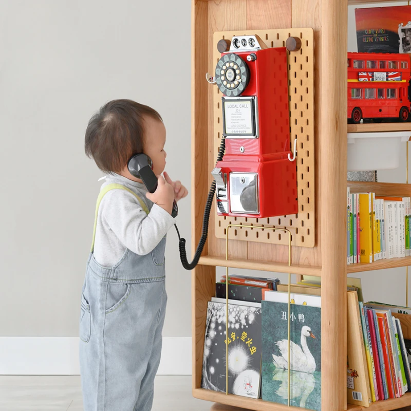 Paddington Rotating Bookcase 360 degree Bookcase Solid Wood Children's Picture Book Shelf Floor Storage Display Cabinet