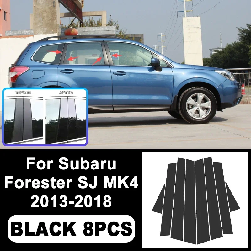 

For Subaru Forester SJ MK4 2013-2018 Piano Black B C Pillar Stickers, Easy Install PC Window Trim Anti-Scratch Exterior Parts