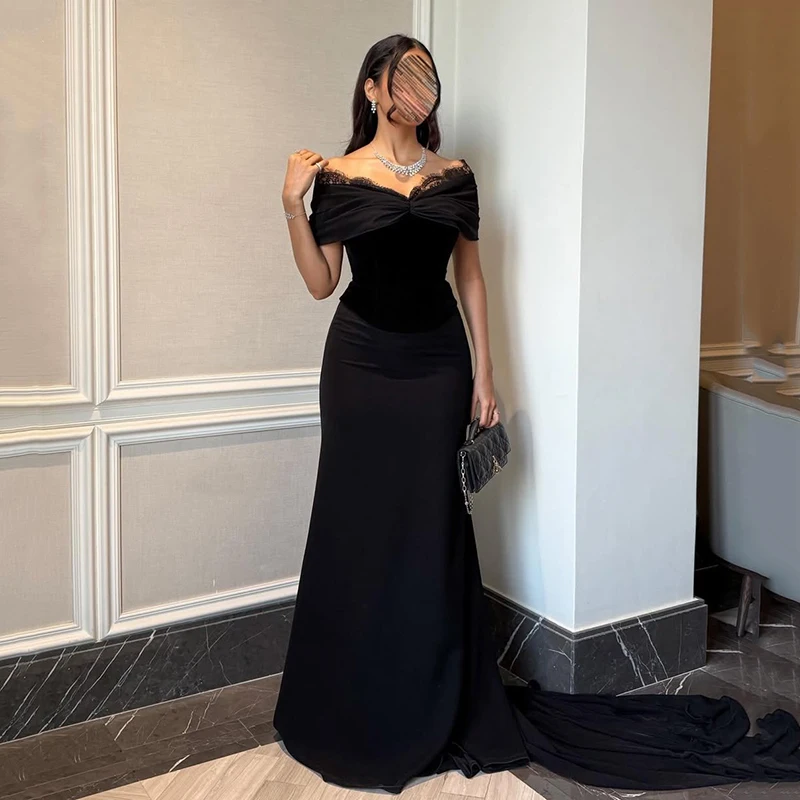 

Thinyfull Black Sexy Mermaid Prom Dresses Women Off The Shoulder Evening Dress Formal Night Cocktail Party Prom Gowns Customized