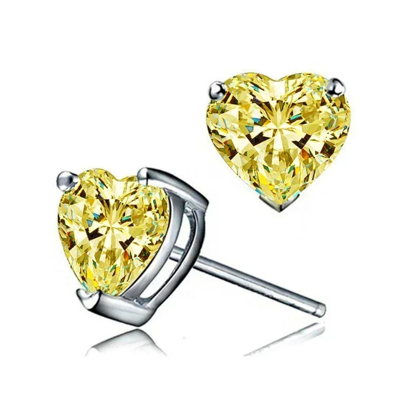 New Delicate Heart Cubic Zirconia Stud Earrings Multi Colors Available Simple Stylish Women's Love  Statement Jewelry