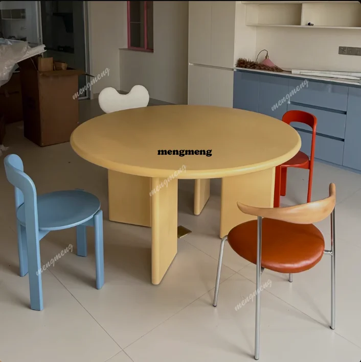 Designer round table dining table trend round Nordic minimalist Memphis pink blue dining table