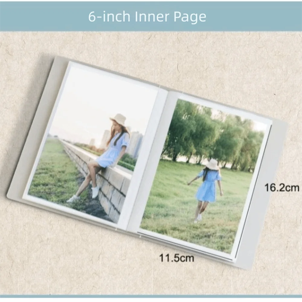 6 Inch 100 Pockets Photo Album Gold Stamped Leather Surface Photo Storage Album Insert Pocket Design Laminated Compatible